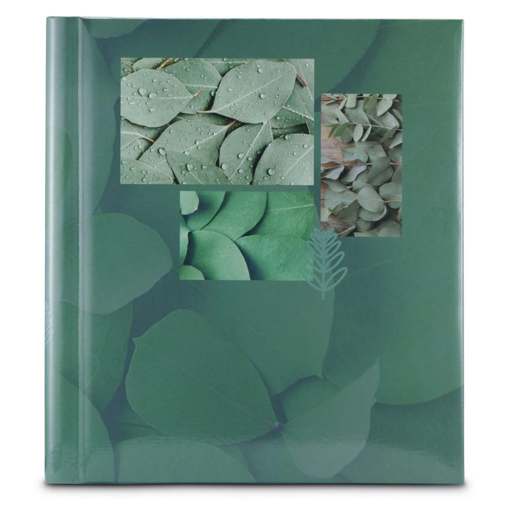 Hama "Singo II" Adhesive Photo Album 28 x 31 cm (40 Photos 10 x 15 cm, 20 White Adhesive Pages, DIY Scrapbooking Album, Gift Idea, Hard Cover Leaf Design) Green