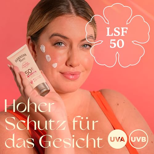 Hawaiian Tropic | Glowing Protection Gesichts-Sonnenlotion, wasserfeste Sonnencreme mit LSF 50 UVA- + UVB-Schutz, tropischer Duft, mit Sheabutter, 50ml 5