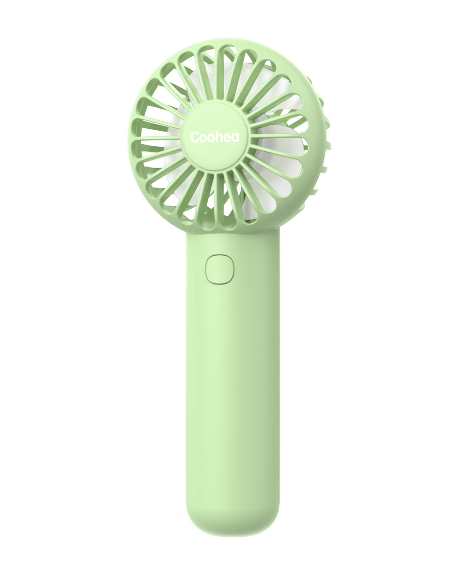 Mini Handheld Fan, Small Cute Design, 3 Powerful Speeds, USB Rechargeable Battery Operated, Portable Personal Fan with Base & Lanyard, for Eyelash Makeup Travel Beach Office Desk, Green