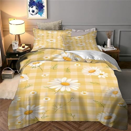 Housse de couette marguerite hypoallergique en microfibre douce