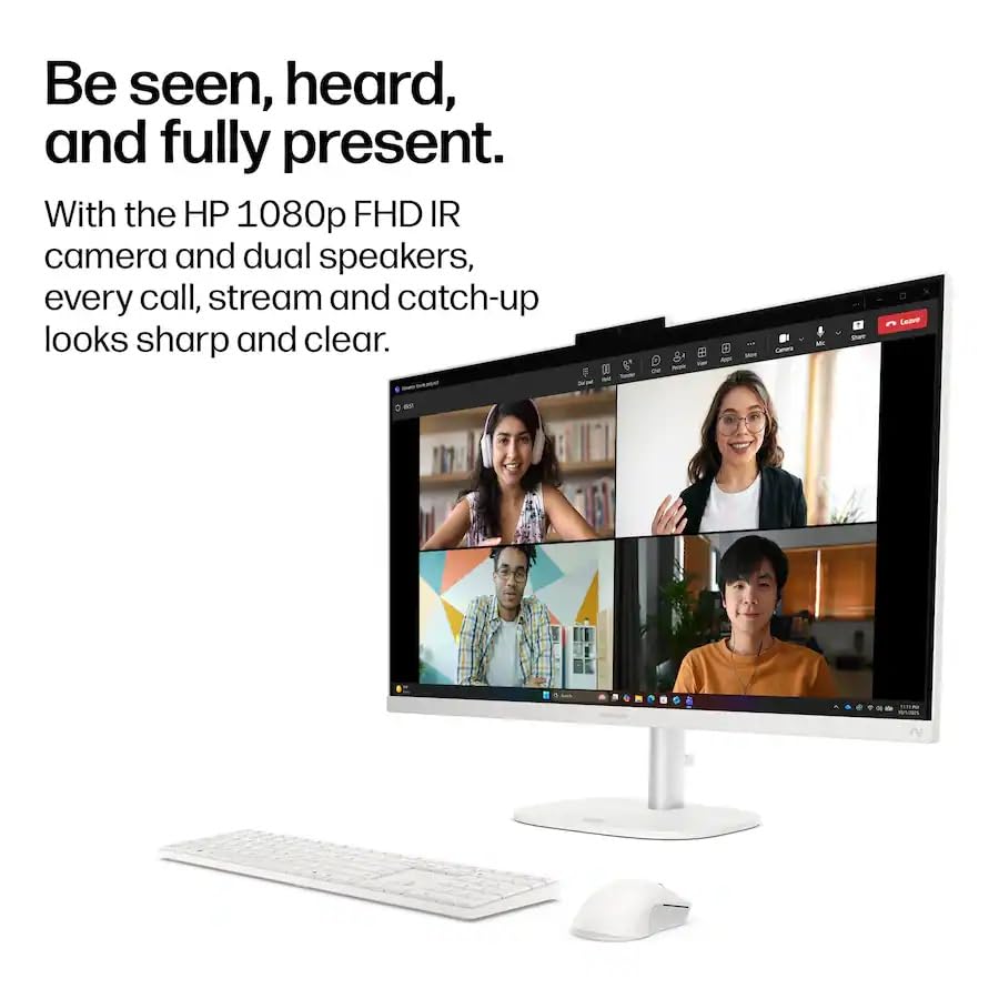 Image of HP OmniStudio 27 inch All-in-One Desktop Computer, FHD Touchscreen Display, Intel Core Ultra 7 355U (up to 4.7GHz), 64 GB DDR5 RAM, 1 TB SSD, Windows 11 Pro, Adjustable Height, Cotton White, for Business
