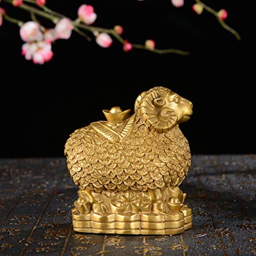 Brass Handmade Fengshui Money Sheep Statue Gold Goat Wealth Figurine Desk Decoration Zd131 #TOP4