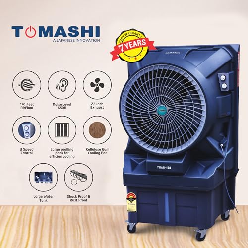 Image of THAR 150 2025 High Performance Air Cooler|44mm Motor|22 in Air Circle|400w Power|Honeycomb Powerful Cooling Pad|90L Water Tank|Shockproof Rustproof Powerful ABS Body
