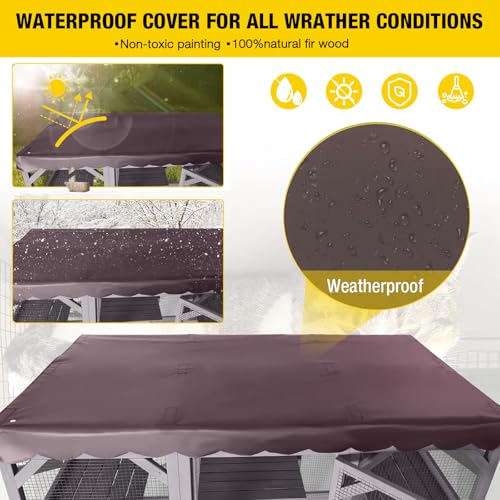 Image of Aivituvin Cat House Window Outdoor Catio Cat Enclosures with 7 Platforms, 2 Resting Boxes Large Kitty House with Weatherproof Tarp Roof, 62.6 inch L x 32.6 inch W x 70.1 inch H Grey