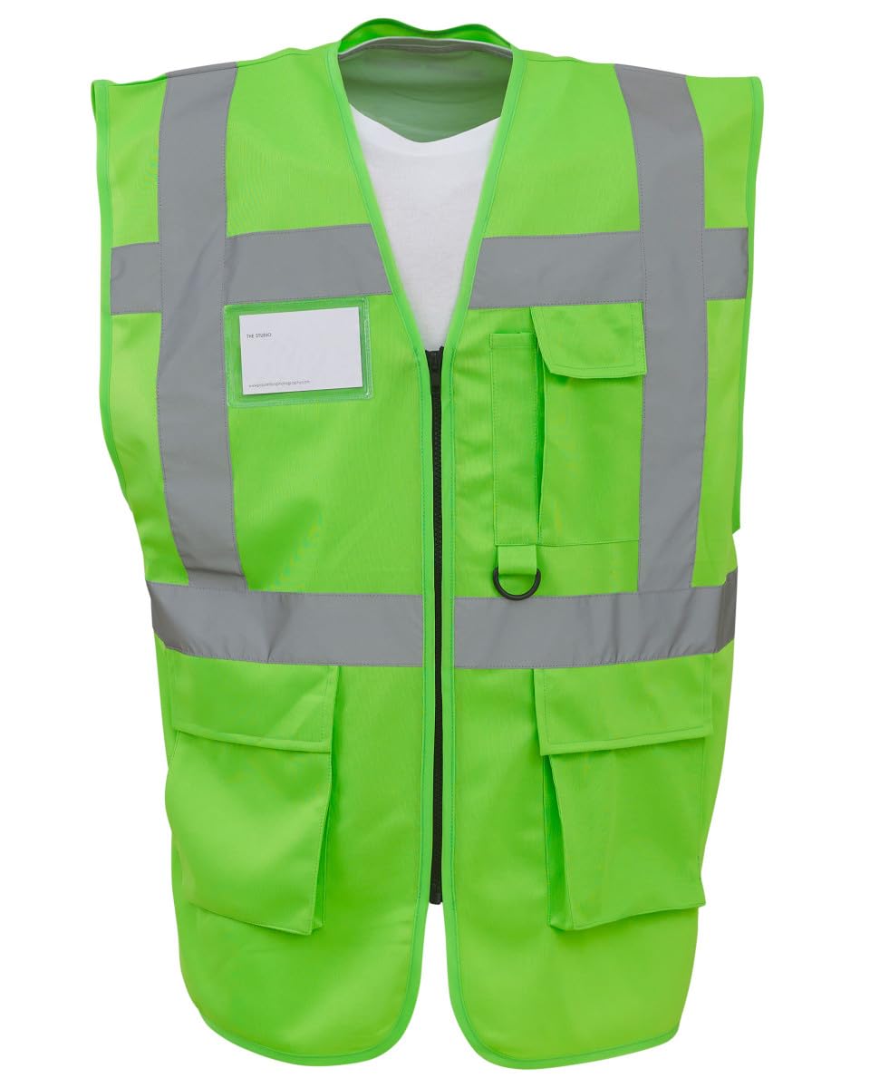 Executive Hi Viz Vis Vest High Visibility Zip Vest Safety Waistcoat Multi Pocket Zip Front ID Badge Holder comes in 9 colours Supplied by Simply Hi Vis Clothing UK