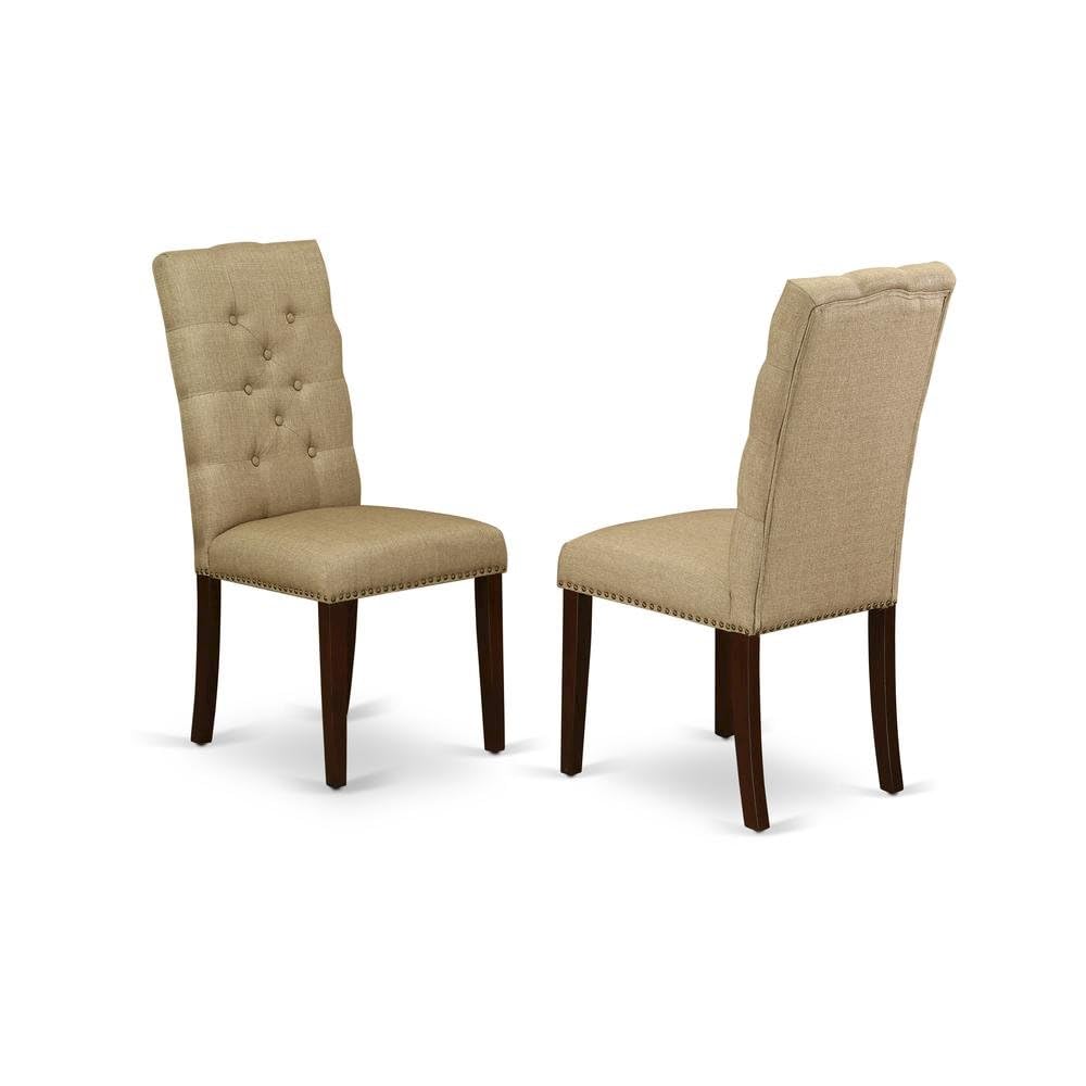 Fabric-Upholstered Parsons Dining Chair with Mahogany Legs by Furnifact – Wood, Mahogany, Pack of 2