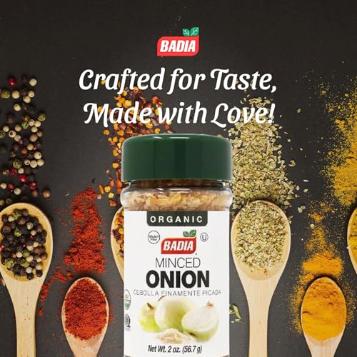 Image of Badia Organic Minced Onion, 2 oz - Dehydrated Onion Flakes for Cooking & Seasoning - Rich, Savory Flavor