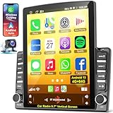 Double din car Radio Universal 9.7' Touch Screen Head Unit, Support Wireless carplay Android auto, Support GPS Navigation, FM Bluetooth Steering Wheel Control, Mirrorlink, Reverse Camera