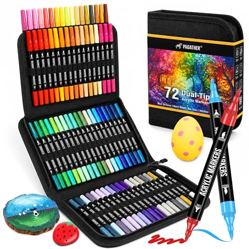 72 Colors Dual Tip Acrylic Paint Markers Set