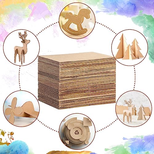 Image of 50 Pack Corrugated Cardboard Sheets Flat Hard Cardboard Inserts Back to School Classroom Supplies Flat Squares Separators for Shipping, Mailing, Packing, Art Projects, DIY Crafts(3.5 x 4.5 Inch,Brown)
