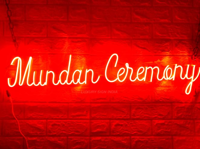 SG PRINT Mundan Ceremony Neon Sign for Mundan Party Decorations, LED Neon Light Sign for Home, Room, Wall Decor Orange (12x36)-image-35