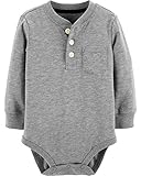 OshKosh B'Gosh baby boys Pocket Bodysuits Henley Shirt, Grey, 12-18 Months US