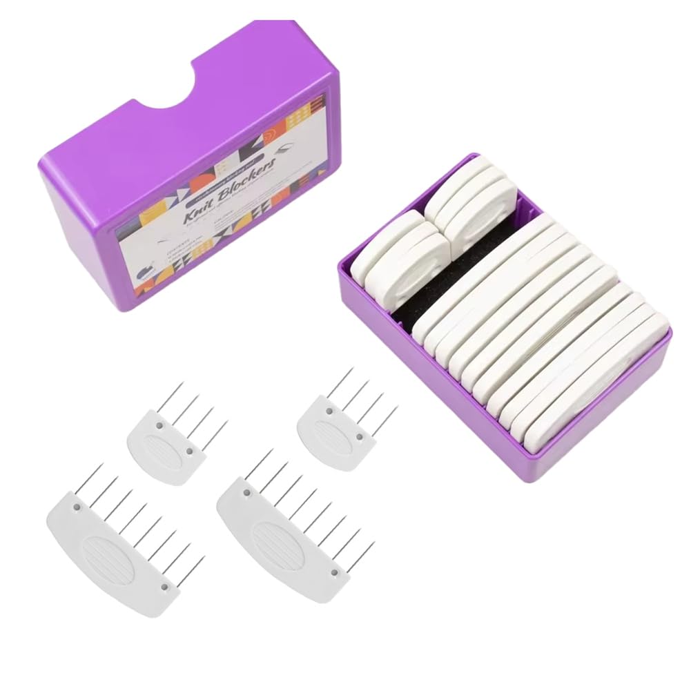 CTRLZS 20Pcs Knit Blockers Set Stainless Steel Knitting Blocking Combs and Pin with 2 Sizes for DIY Knit Crocheting Supplies