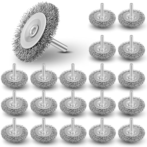 Moxweyeni 20 Pcs 1.5 Inch Wire Wheel Brushes for Drill Bits, 1/4 Inch Shank