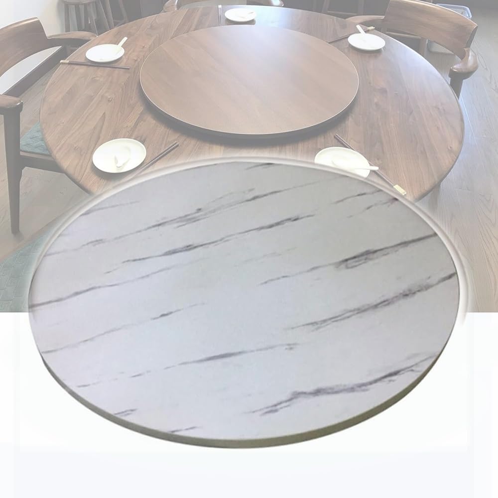 Grand plateau de service rotatif en bois marbré blanc de 76,2 cm, plateau de table de salle à manger rond de 90 cm, serveur de salle à manger de qualité supérieure pour la maison et le restaurant