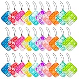 OMGJS 30 Pcs Simple Fidget Toy Pop Fidget Toy Mini Stress Relief Hand Toys Keychain Toy Push Pop...