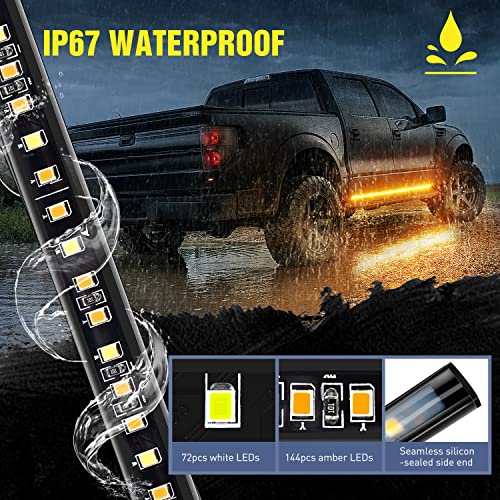 Nilight Truck Led Running Board Lights 2Pcs 70 Inch Led Side Maker Light With 216 Leds White Courtesy Light & Sequential Amber Turn Signal Led Lighting Strips For Extended & Crew Cab Trucks Pickup #TOP5