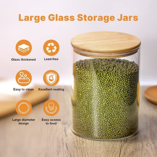 YUNCANG Glass Storage Jars,2 PACK -108oz/3200ml Clear Glass Food Storage Containers with Airtight Bamboo Lid Stackable Kitchen Canisters for Candy,Cookie,Rice,Sugar,Flour,Pasta,Nuts and Spice Jars - Image 4