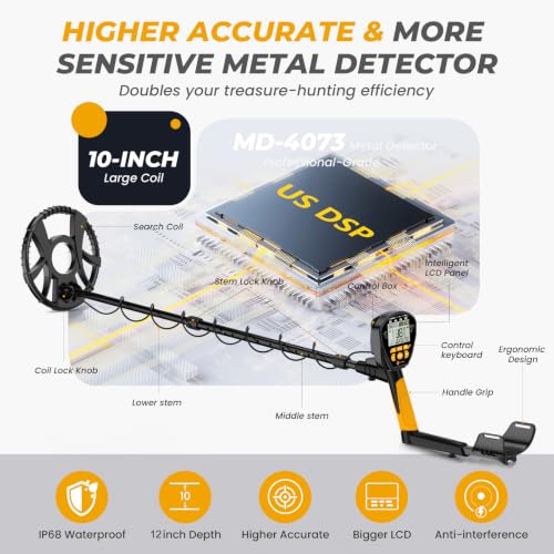 Higher Accuracy Metal Detector for Adults: 2026 Latest Professional Gold Detector with Backlit LCD, Advanced DSP Chip, IP68 Waterproof 10" Large Coil, Portable & Lightweight, Gifts for Men Fathers Dad by BOXTREN - Used condition - Image 2