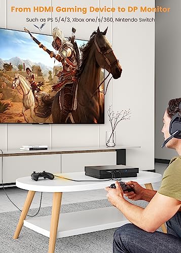 HDMI to DisplayPort Cable 4K, Actvie HDMI to DP Cable Support 4K@60Hz/2K@144Hz, 6.6FT Unidirectional Wire for PC, Laptop, AMD, NVIDIA, PS5, Xbox, NS - Image 4