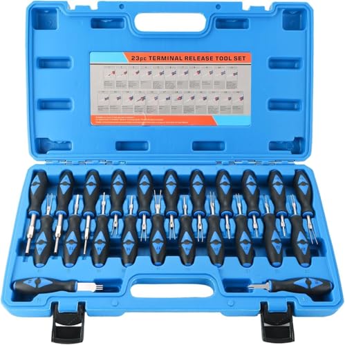 Image of DASBET 23 PCS Terminal Release Kit Wire Connector Removal Pin Extractor Release Tool Universal Electrical Wiring Connector Terminal Release kit with Non-Slip Handle