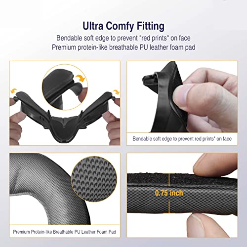 GoBudsGo Gesichtsschnittstelle mit Kühlventilator für Oculus/Meta Quest 2, Oculus Quest 2 Fan Face Cover mit PU Leder Gesichtsschnittstelle Pad kompatibel mit Quest 2 VR Lüfterkühler - Image 7