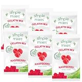 Simple Mixes Natural Gelatin Dessert, Raspberry, Healthy Snack, Dye-Free, No Gluten or Fat, Kosher, 6 Pack