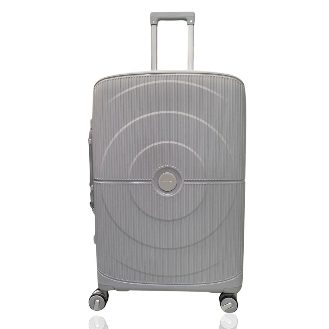 Max Star Juego de Maletas de Viaje 3 Piezas, MS636, Ruedas 360º, Polipropileno, Impermeable, Resistente, Ligera, Gran Capacidad, Maleta Cabina, Mediana, Grande, Gris
