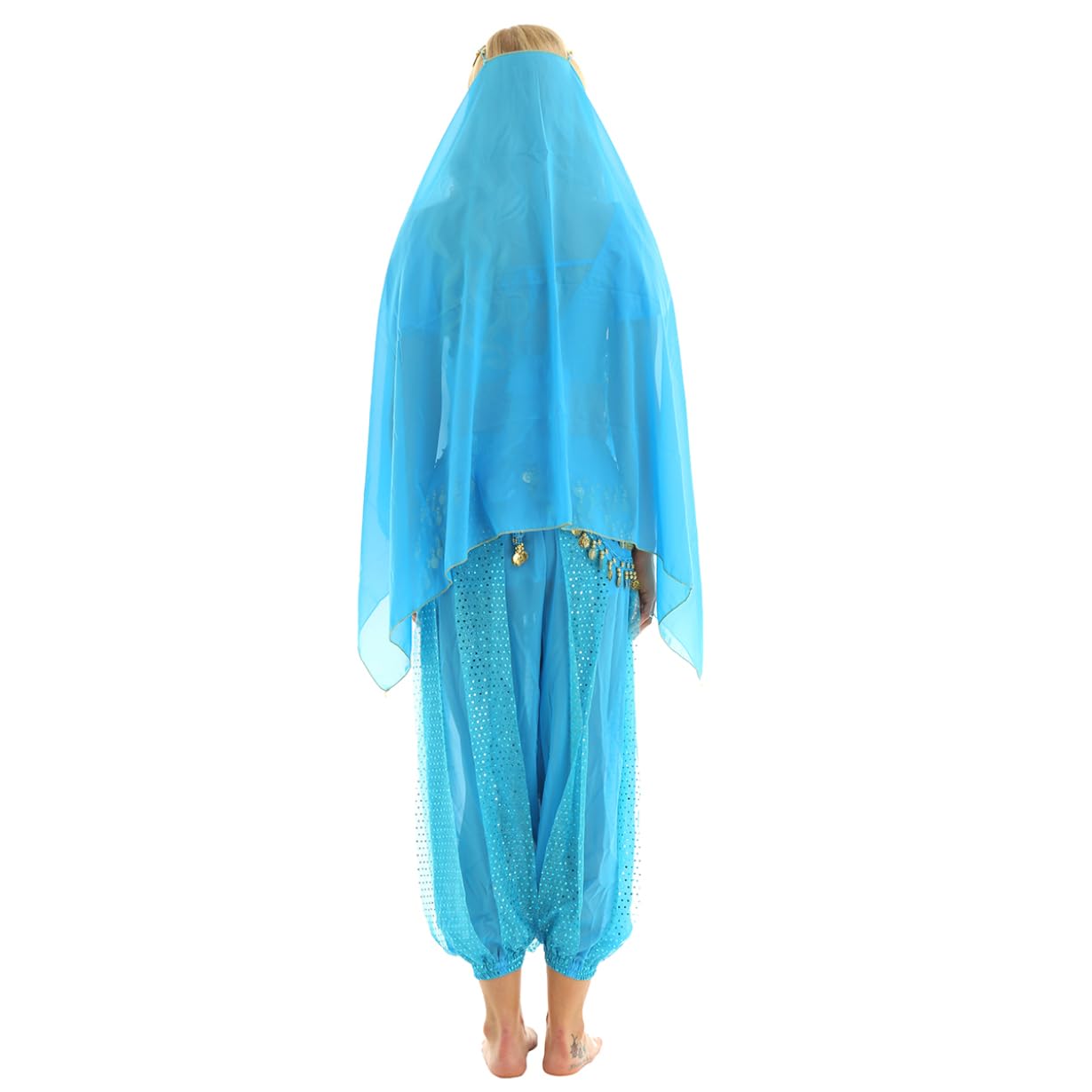 Freebily Vestito Danza del Ventre Donna Schiena Scoperta Danza Orientale Completo Costume Carnevale Donna Principessa Araba Belly Dance Cosplay Halloween