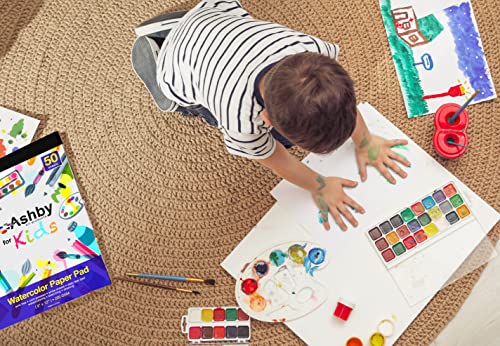 Ashby For Kids - 1 Pad (50 Sheets) Of Premium Quality (220 Gsm) Watercolor, Drawing, Finger Paint And Sketch Paper - Glue Bound Binding For Easy Removal - Natural White #TOP3