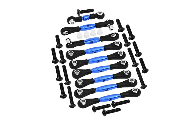 Aluminum Tie Rods 9-Piece Set For Traxxas 1/10 GT 4-Tec 2.0 & 3.0 - Black, Includes Screws & Collars