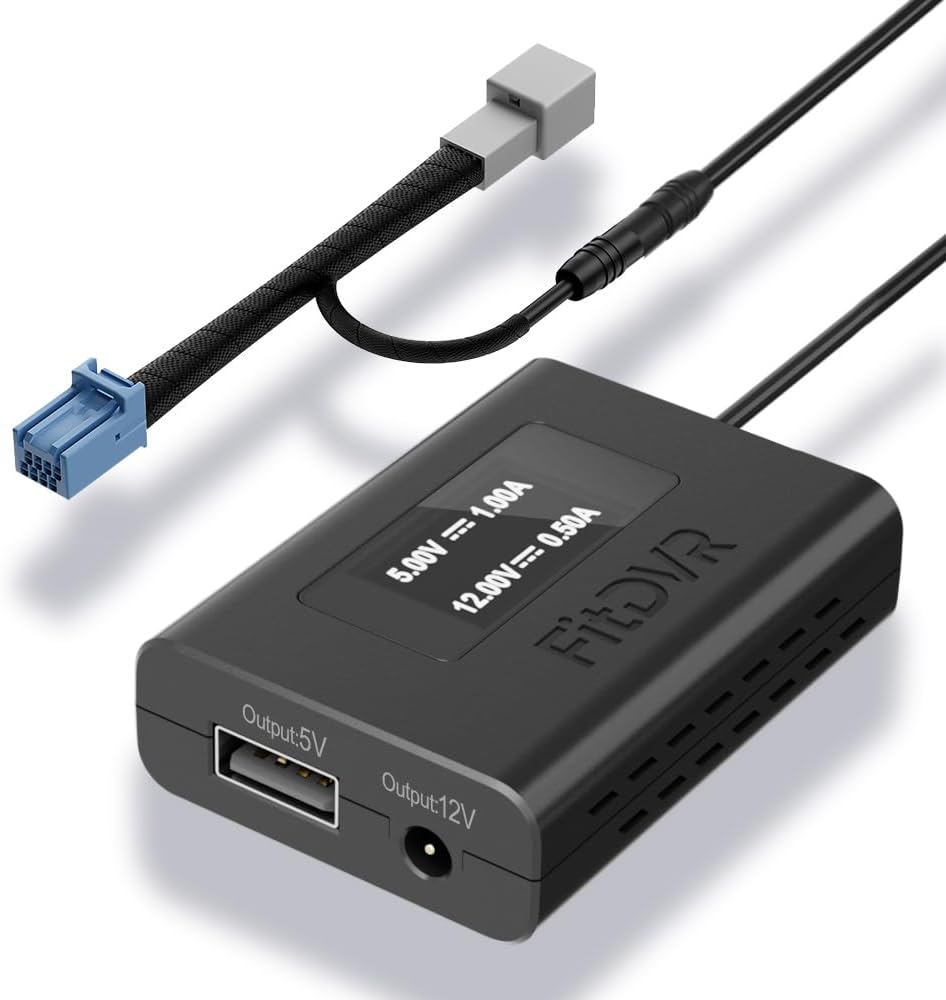 Dash Camera Power Adapter (8-Pin) for Acura MDX 2022-2024 with Auto-dimming Mirror, LED Display USB Power Source, Easy to Install, 5V 12V Output (D3-047)