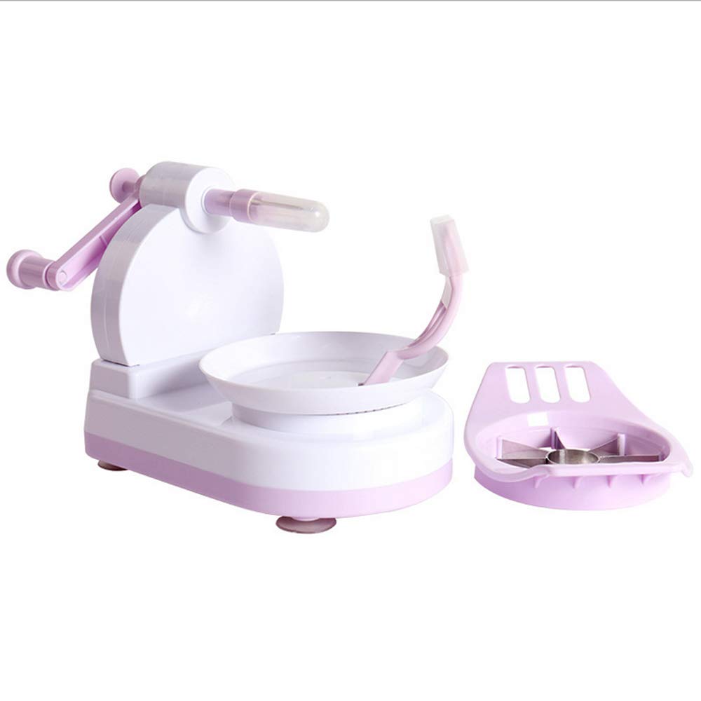 HTYX New Stainless Steel Apple Peeler Corer Set with 8-Blade Fruit Peeler Core Slicer for pear Potato Vegetable Portable Belt Kitchen Machine with Suction Base Purple 180×120×150mm