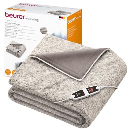 Beurer HD 150 XXL Nordic Heizdecke, elektrische Wärmedecke mit Abschaltautomatik, 200 x 150 cm, 6 Temperaturstufen, maschinenwaschbar, Kuscheldecke in Felloptik,Taupe