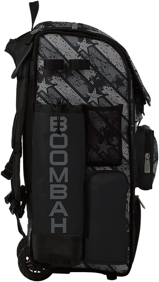 Boombah Superpack Hybrid Rolling Bat Bag - USA Freedom Black Ops Bat Pack Black/Charcoal - Wheeled & Backpack Version