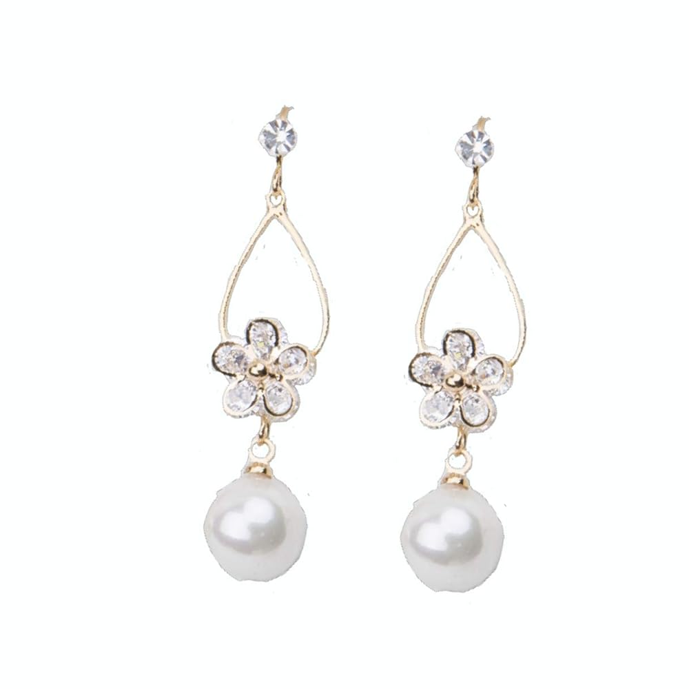Amazon | 【幸運の花】 レーディス ピアス パール 花 フラワー フック 