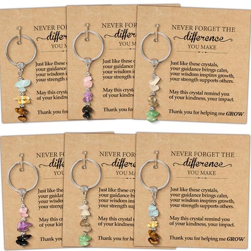 Parma77 6 PCS Teacher Appreciation Gifts Bulk,Crystal Teacher Keychain Gift with Meaning Cards,...