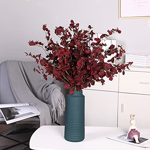 Nubry 12Pcs Artificial Orchids Flowers Fake Silk Dancing Lady Orchid Faux Long Stem Flowers In Bulk For Home Wedding Office Party Festive Indoor Outdoor Decoration (New Burgundy) #TOP4