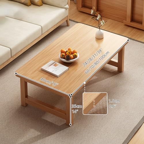 Table basse pliante rustique en bois 100x48cm avec rangement salon