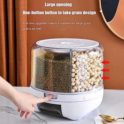 Image of Gvnd Rice & Dry Food Round Dispenser, Kitchen Organizer, Cereal Grain Container for Home, Cereal Transparent Bucket, Storage Box, Beans Clear Cans, Gift for Women (Style-1)