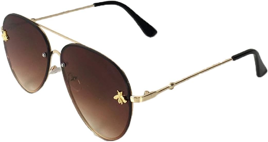 Blue Island Fashion Culture Women's Buzzed Bee Charm 60mm Aviator Sunglasses (Brown Ombre)