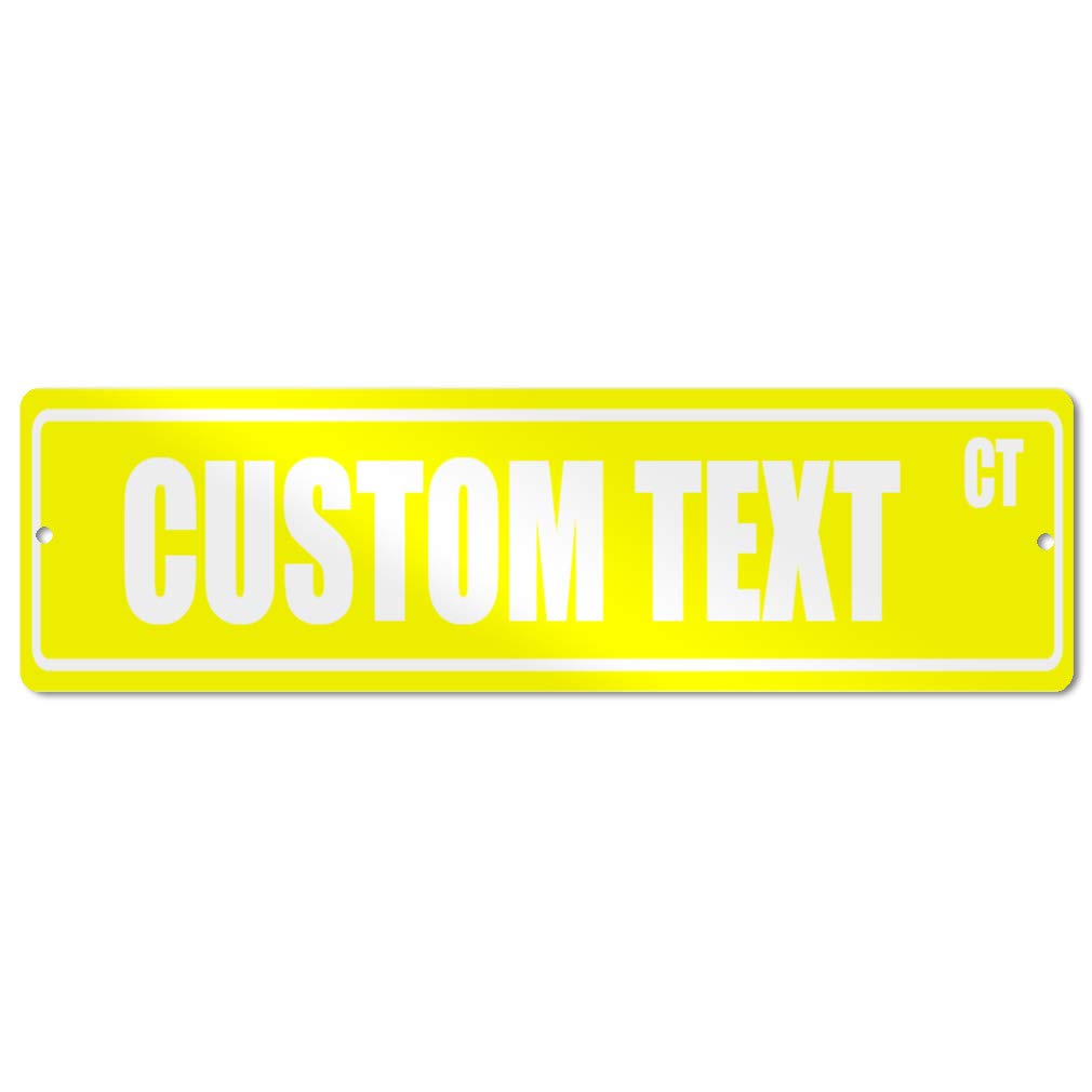 Aluminum Weatherproof Road Street Signs Custom Personalized Text Here Yellow Caution Home Decor Wall