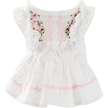 Amazon Cologo猫服 ワンピース 可愛い 春夏 レース 花柄 ドレス 刺繡 通気性 着脱簡単 小中型犬 着物 ペットウェア 洋服 記念撮影 お散歩お出かけ服 コスチューム ファッション 人気 女の子 袖なし 室内 抜け毛防止 ｘｌ ホワイト Cologo ドレス ワンピース 通販