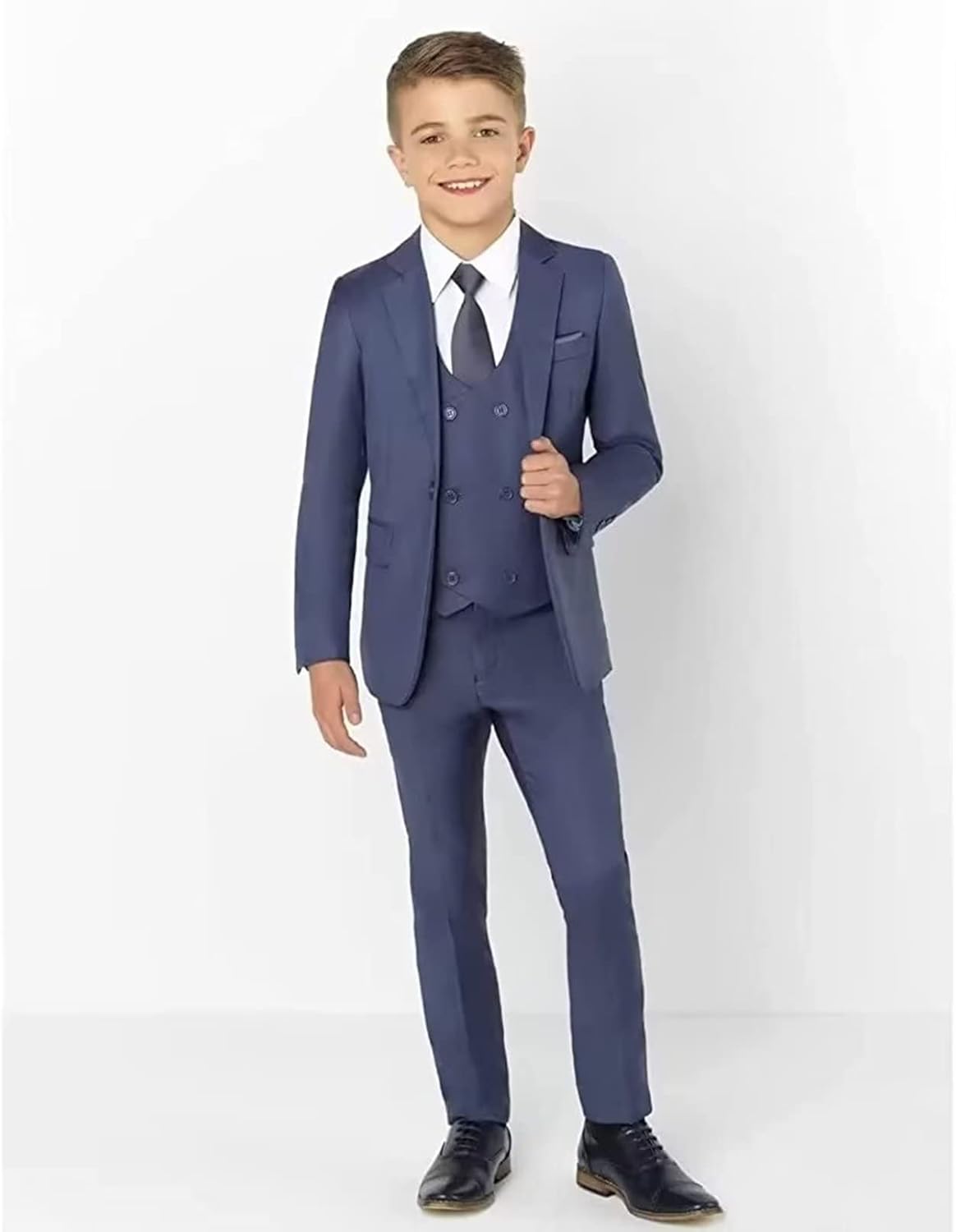 SAROULU Solid Kids Tuxedo Suits 3 Piece Slim Fit Dress Clothes Wedding Dinner Blazer Vest Pants