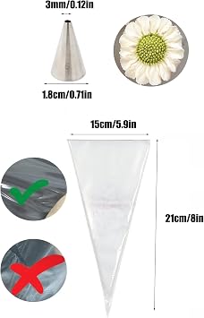 #5 Piping Tip Set with 20 Bags, Round Icing Tips for Cake Decorating