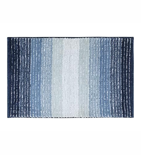 Image of Obsessions Soft & Plush Bath Mat | Quick Dry, Stain & Skid Resistant | Luxuriously Soft, Long Lasting Color | TPR Latex Backing, Size 40x60 cm, Light Blue & Dark Blue