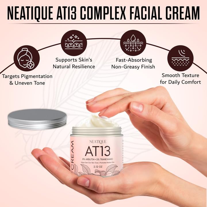Arbutin 8% + Tranexamic Acid 5% Cream, 80,000ppm Arbutin, 50,000ppm TXA, AT13 Complex Facial Cream for Niacinamide, Glutathione, Dark Spots, Freckle, Blemishes, Pigmentation, 60ml, 2 fl.oz. - Image 4