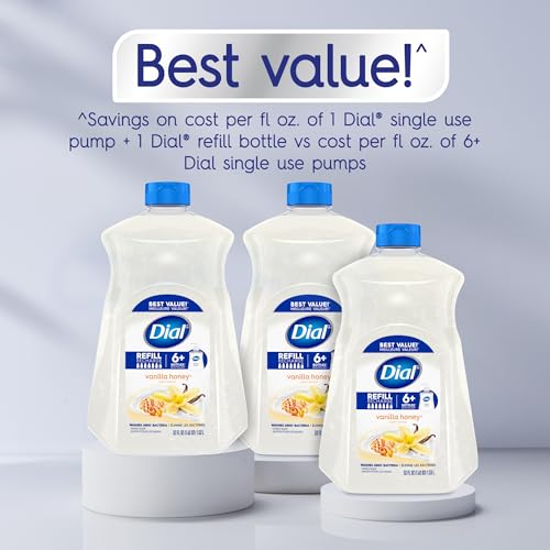 Image of Dial Liquid Hand Soap, Vanilla Honey Scent, 52 Fl Oz Hand Soap Refill (Pack of 3), Dermatologist-Tested, Gentle Formula