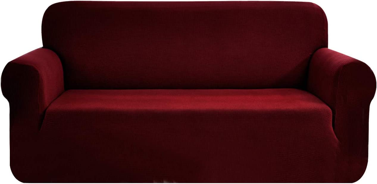 SAMSTEX Stylish Sofa Covers 4 Seater High Stretch 4 Seater Sofa Cover 1-Piece Sofa Slipcovers Thick Soft Sofa Protector Machine Washable Non-Slip Couch Covers (4 Seater, Wine Red) — image 1