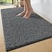 DEXI Badezimmerteppich 60 x 110 cm, Badematte rutschfest Saugfähig, Flauschig und Extra Dick, Badvorleger waschbar Weich für Dusche, Badezimmer, Waschküche, Grau